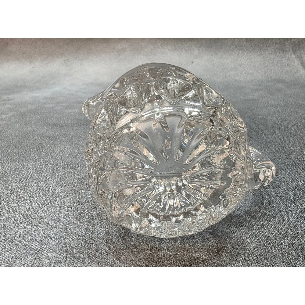 Vintage Clear Pressed Glass Individual Creamer Pitcher Sunburst Base‎ 2.5 Inch